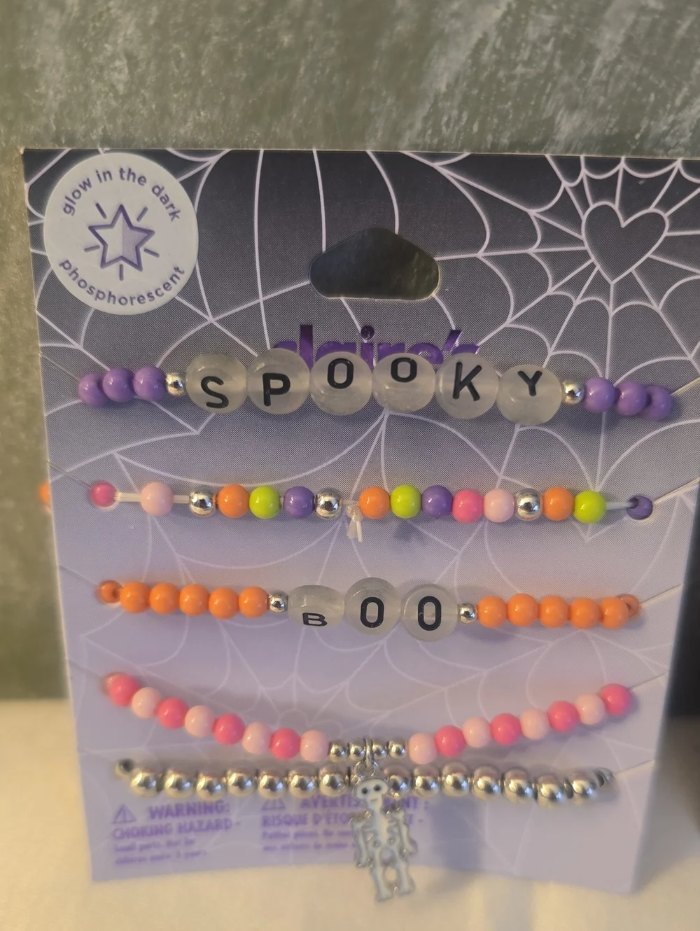Claire's Halloween Glow In Dark Bracelet Set & 20 Pc Pireced Earrings New